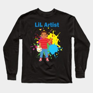 Lil artist cute little boy painting for little artists Long Sleeve T-Shirt